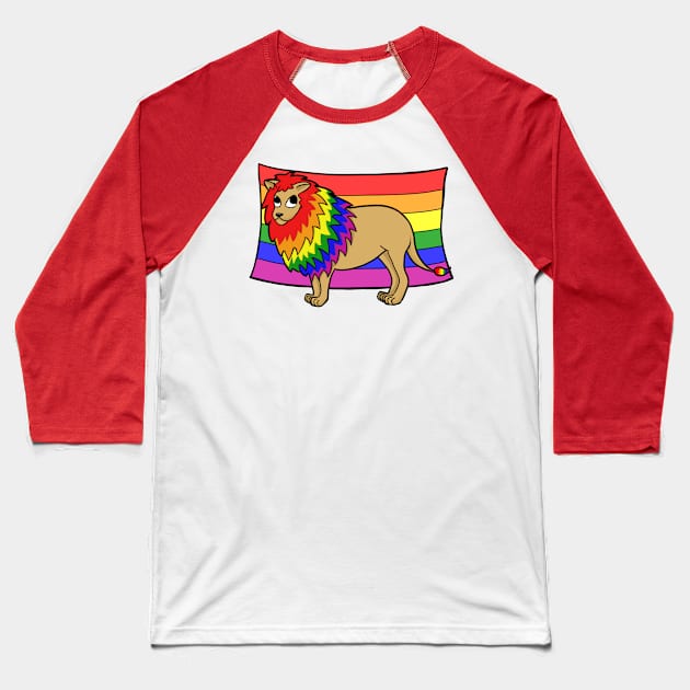 Gay Pride Lion Baseball T-Shirt by marzipanpond